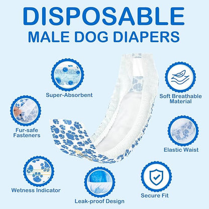 Puggies™ - Disposable Male Dog Diapers