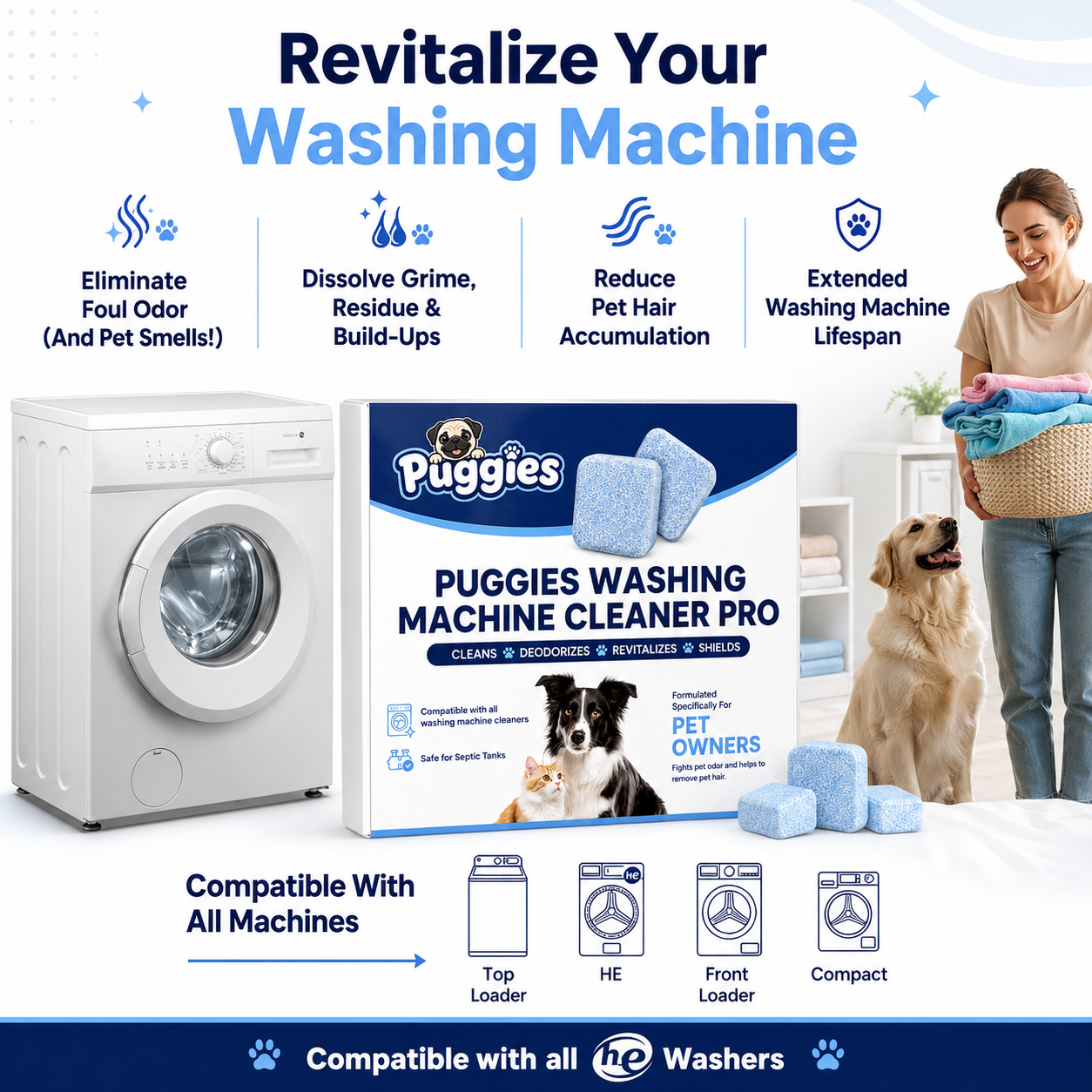 Puggies™ Washing Machine Cleaner Pro For Pet Households