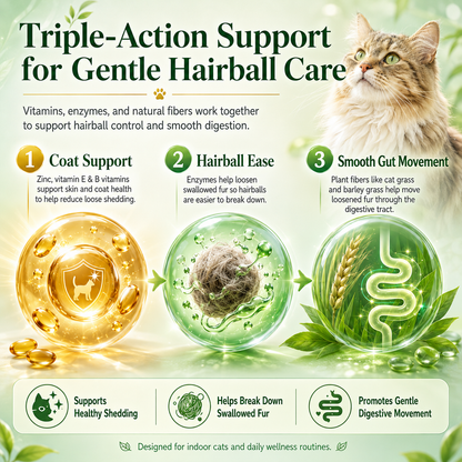 FurFlow™ Cat Treats for Hairball Support, Gut Strength, & Dental Care